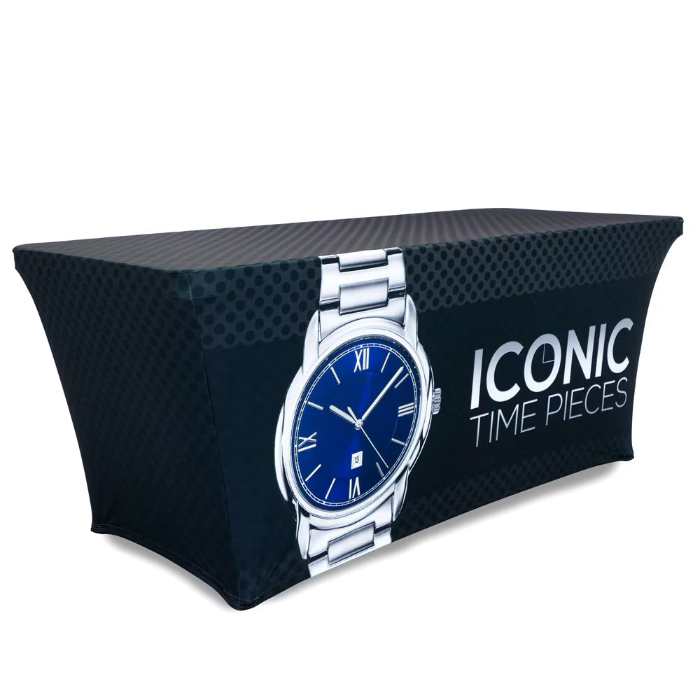6 ft. Stretch Table Throw 3-sided with Custom Print