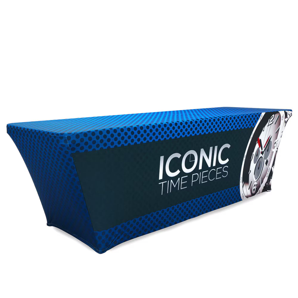 8 ft. Stretch Table Throw 3-sided with Custom Print