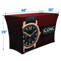 4 ft. 30"D Stretch Table Throw 3-sided with Custom Print